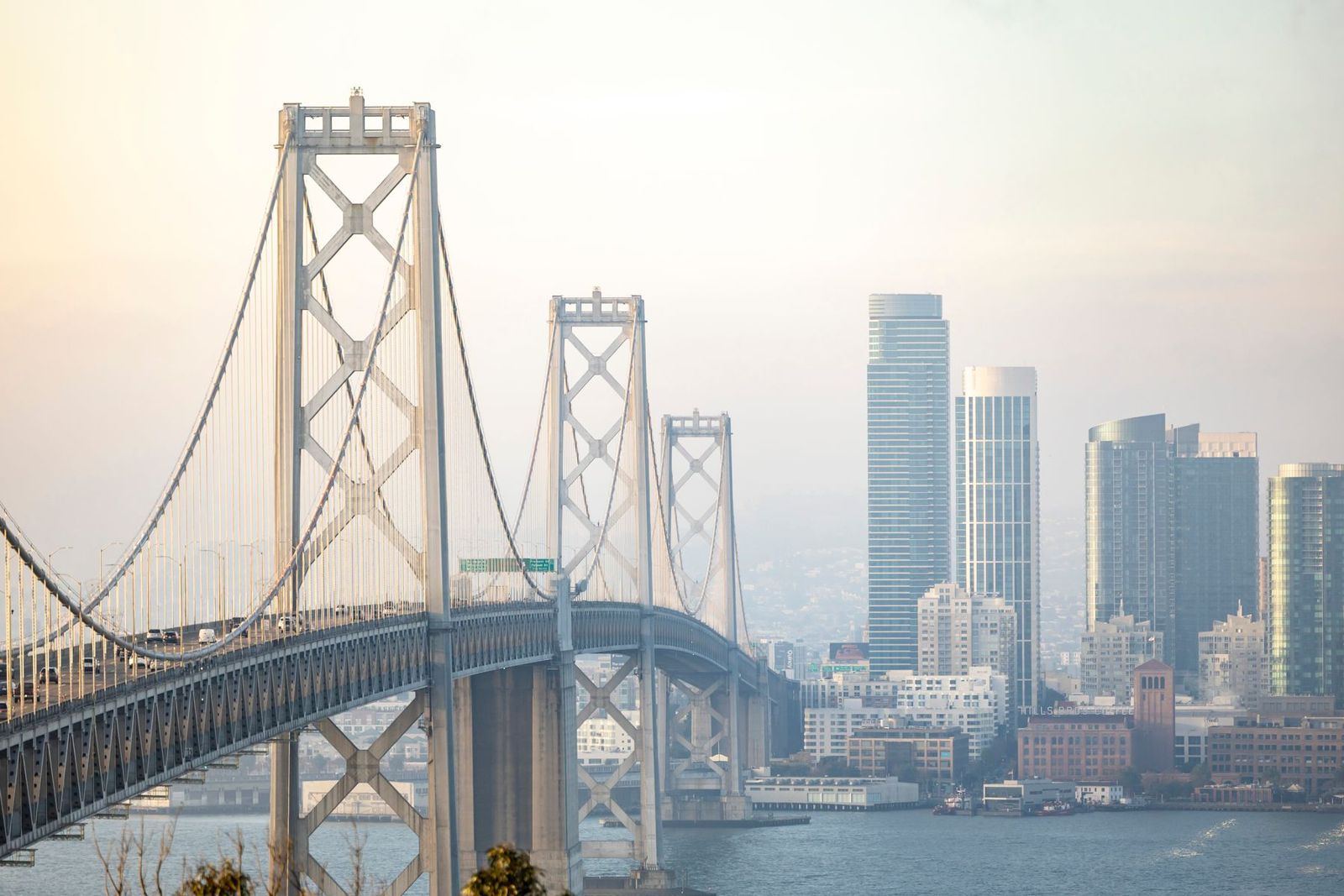 San Francisco Bay Bridge leading into the downtown skyline