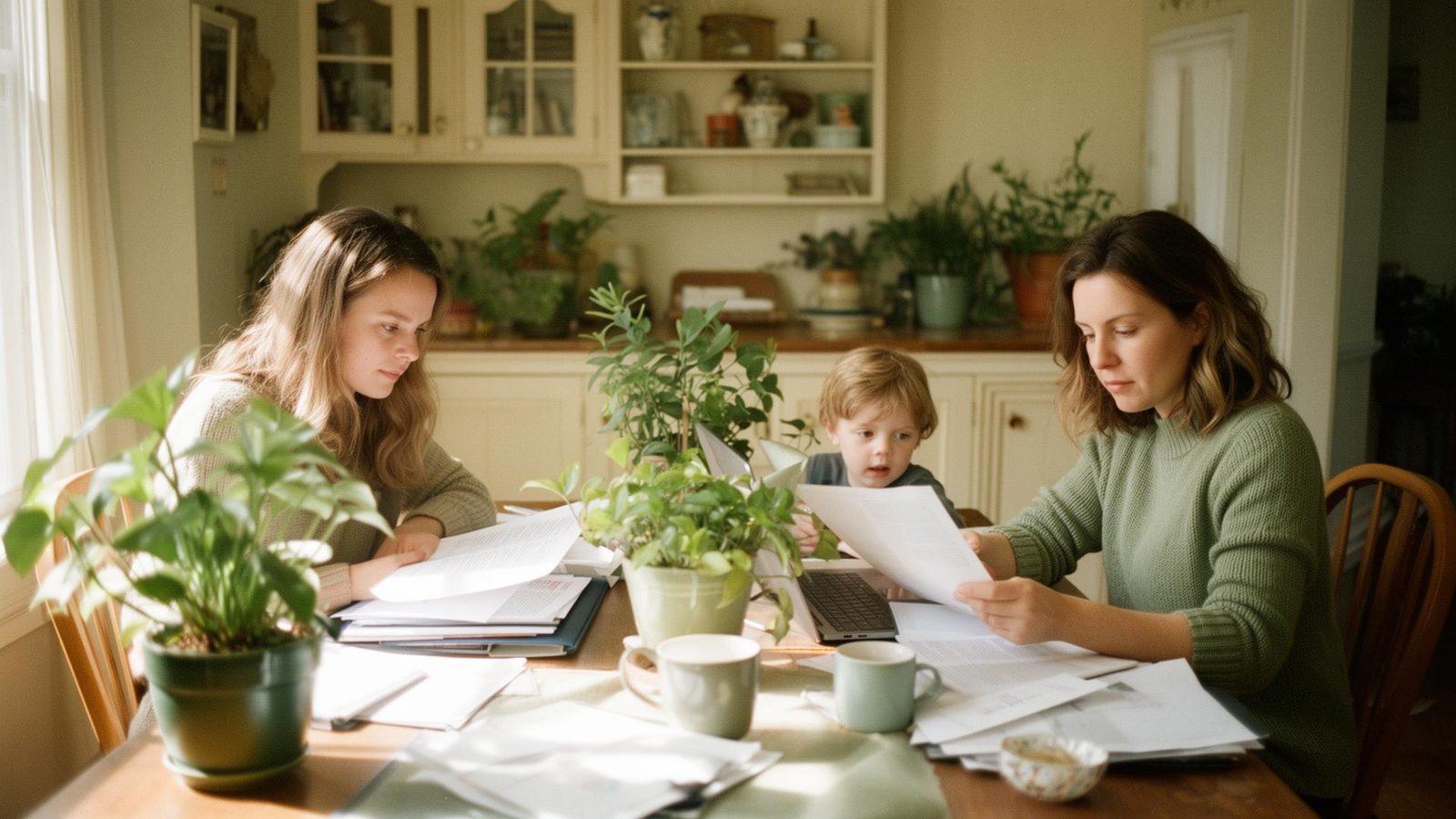 LGBTQ+ couple reviewing financial plans together at home