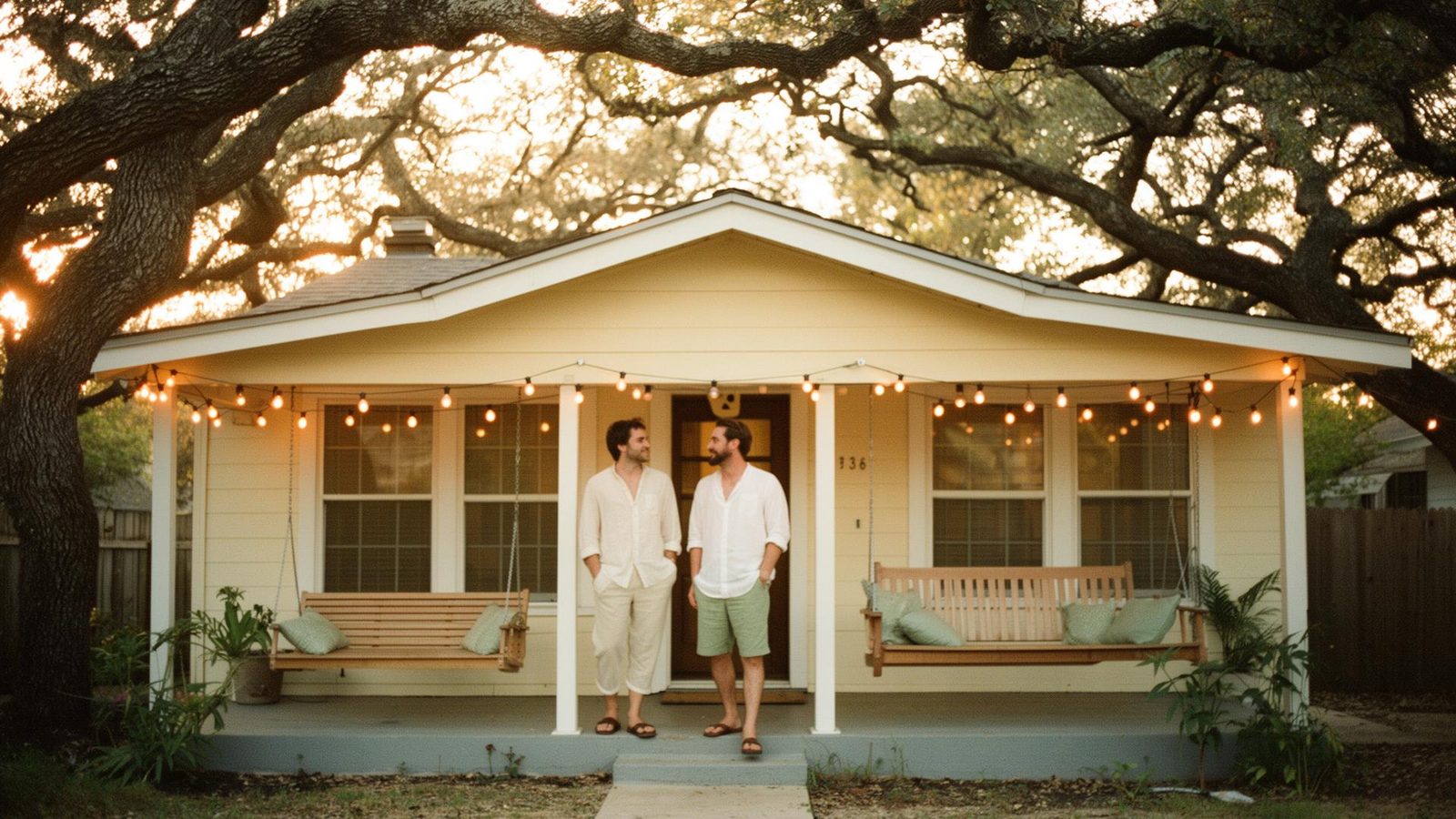 LGBTQ+ couple at home reviewing financial plans together