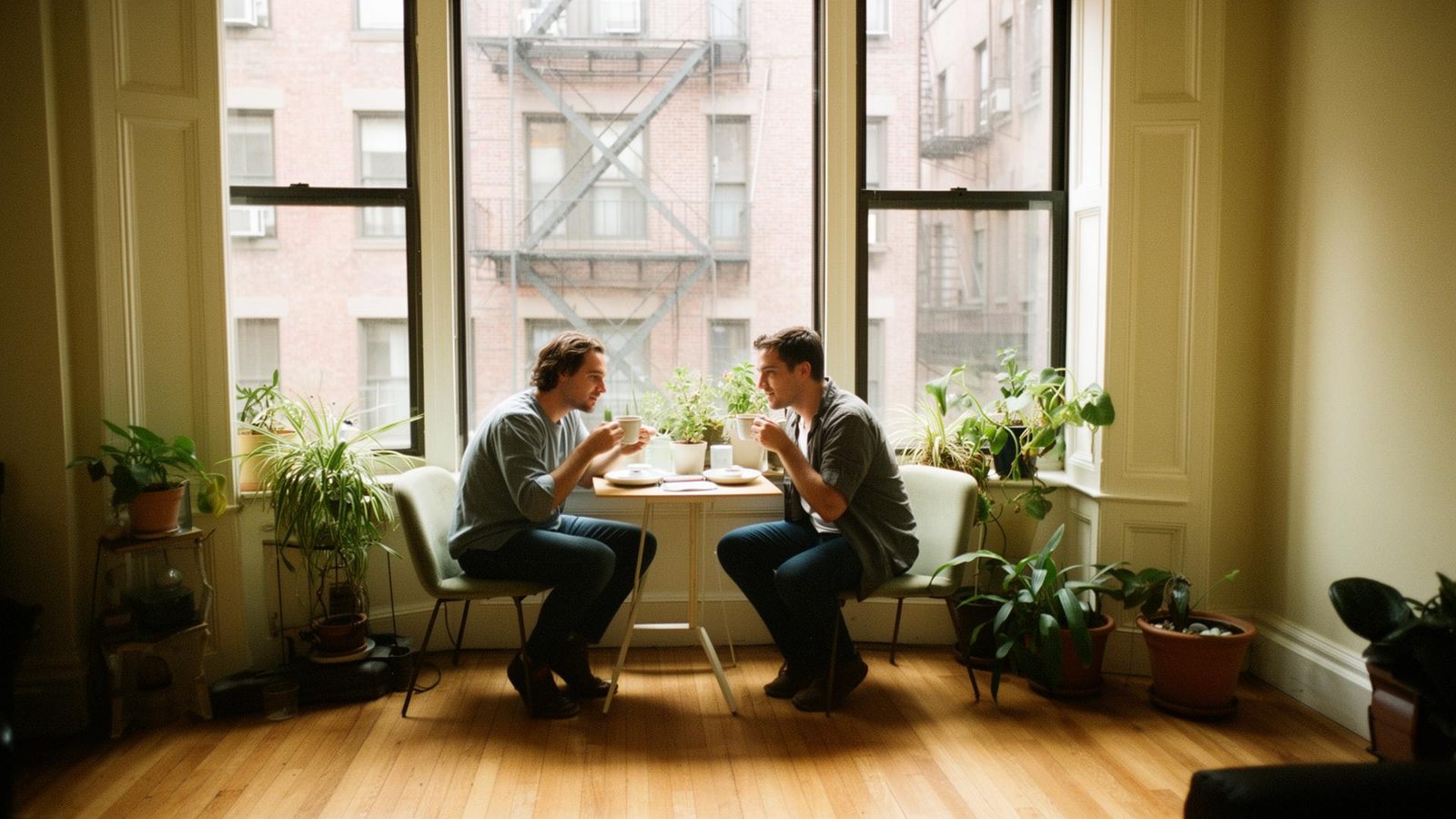 LGBTQ+ couple at home reviewing financial plans together