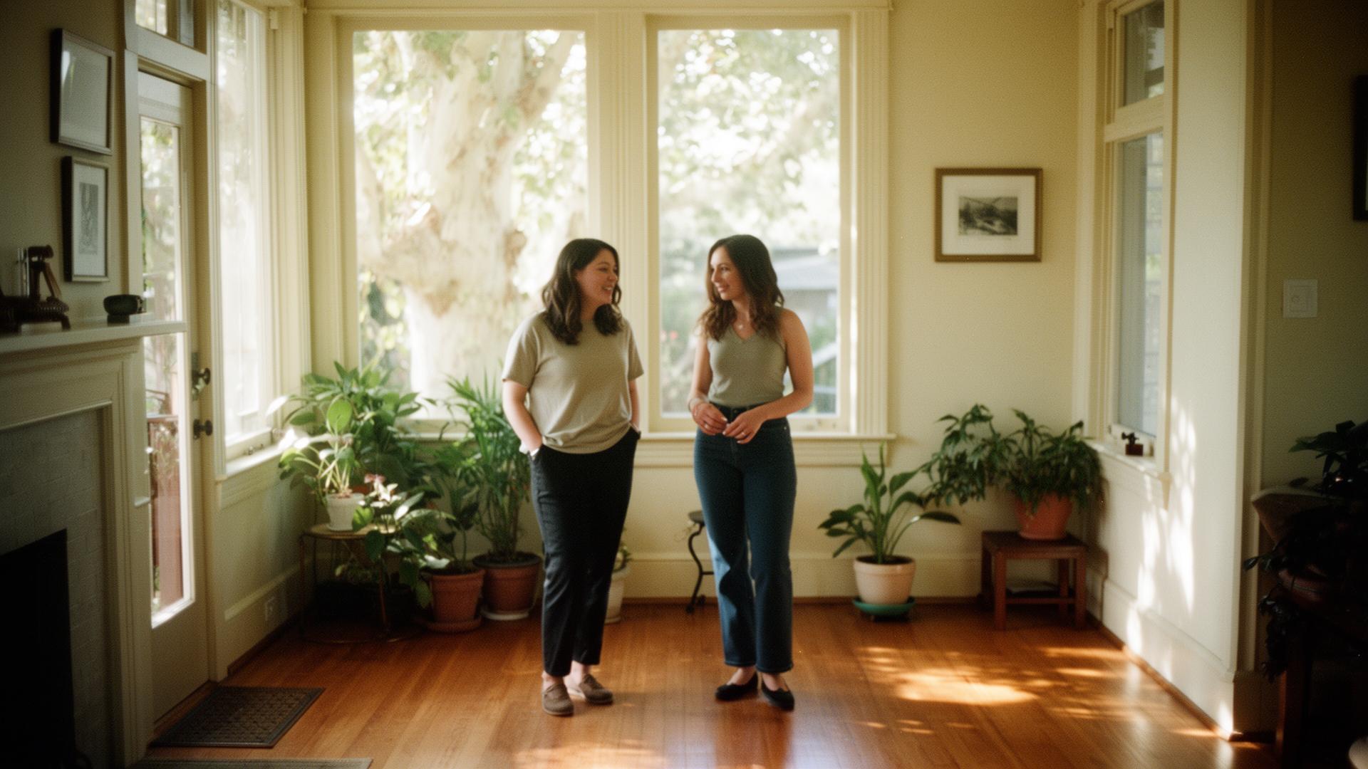 LGBTQ+ couple at home reviewing financial plans together