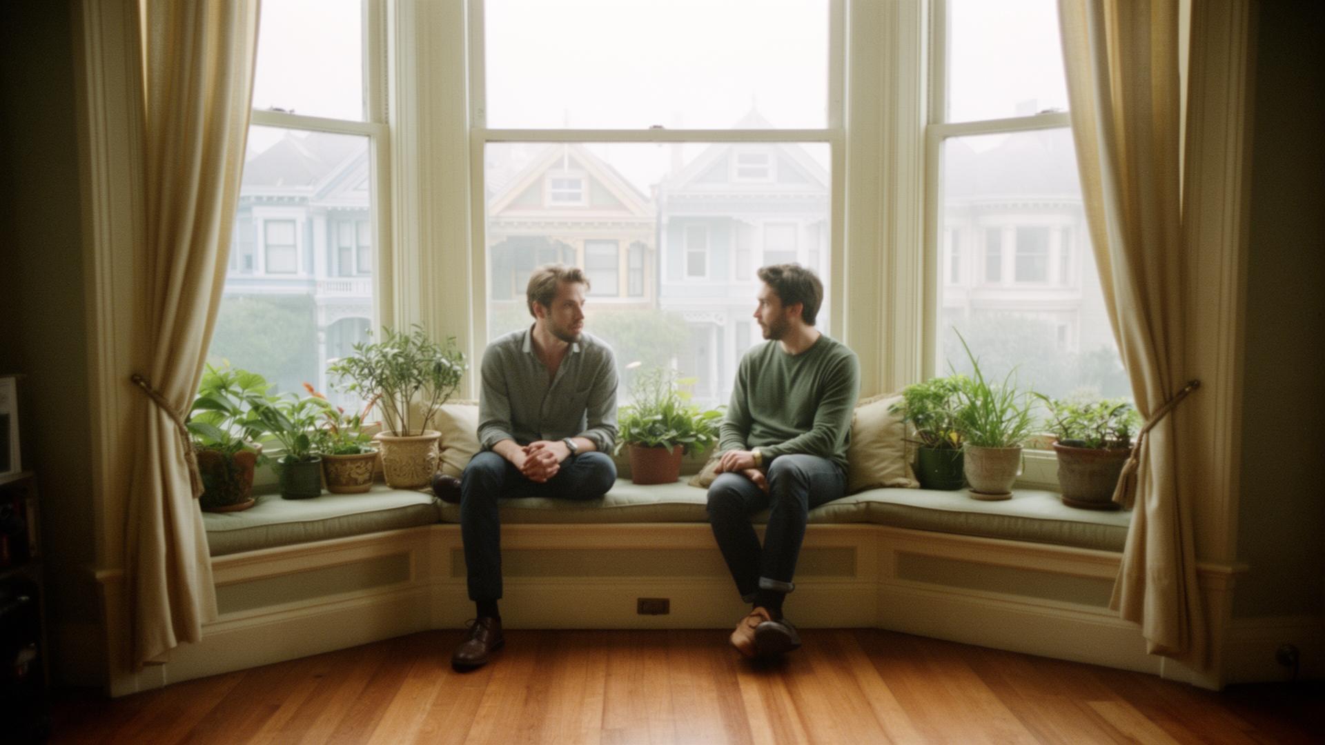 LGBTQ+ couple at home reviewing financial plans together