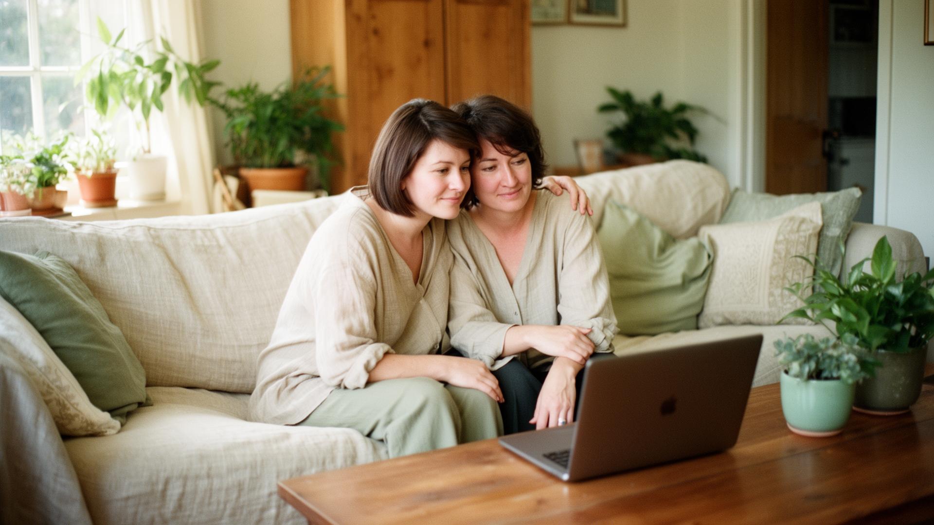 LGBTQ+ couple reviewing financial plans together at home